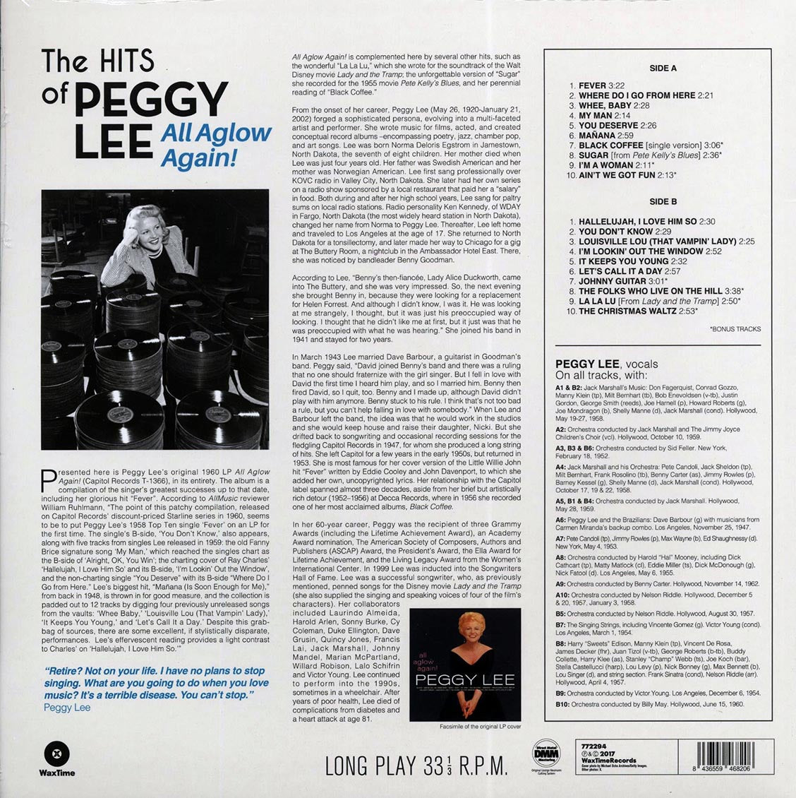 Peggy Lee - All Aglow Again! The Hits Of Peggy Lee (+7 bonus tracks) (ltd. ed.) (180g) Vinyl Record