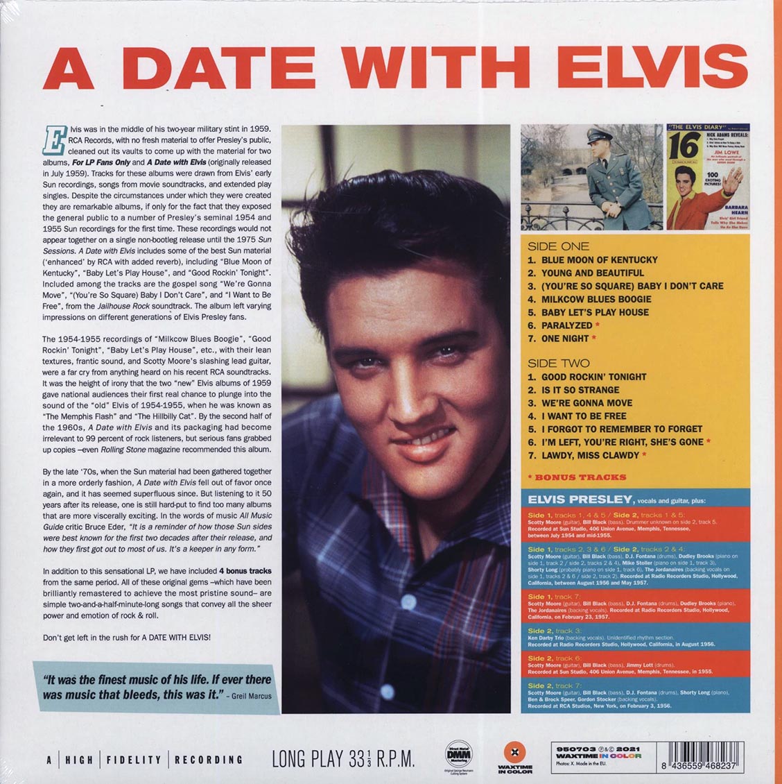 Elvis Presley - A Date With Elvis (+4 bonus tracks) (ltd. ed.) (180g) (orange vinyl) Vinyl Record