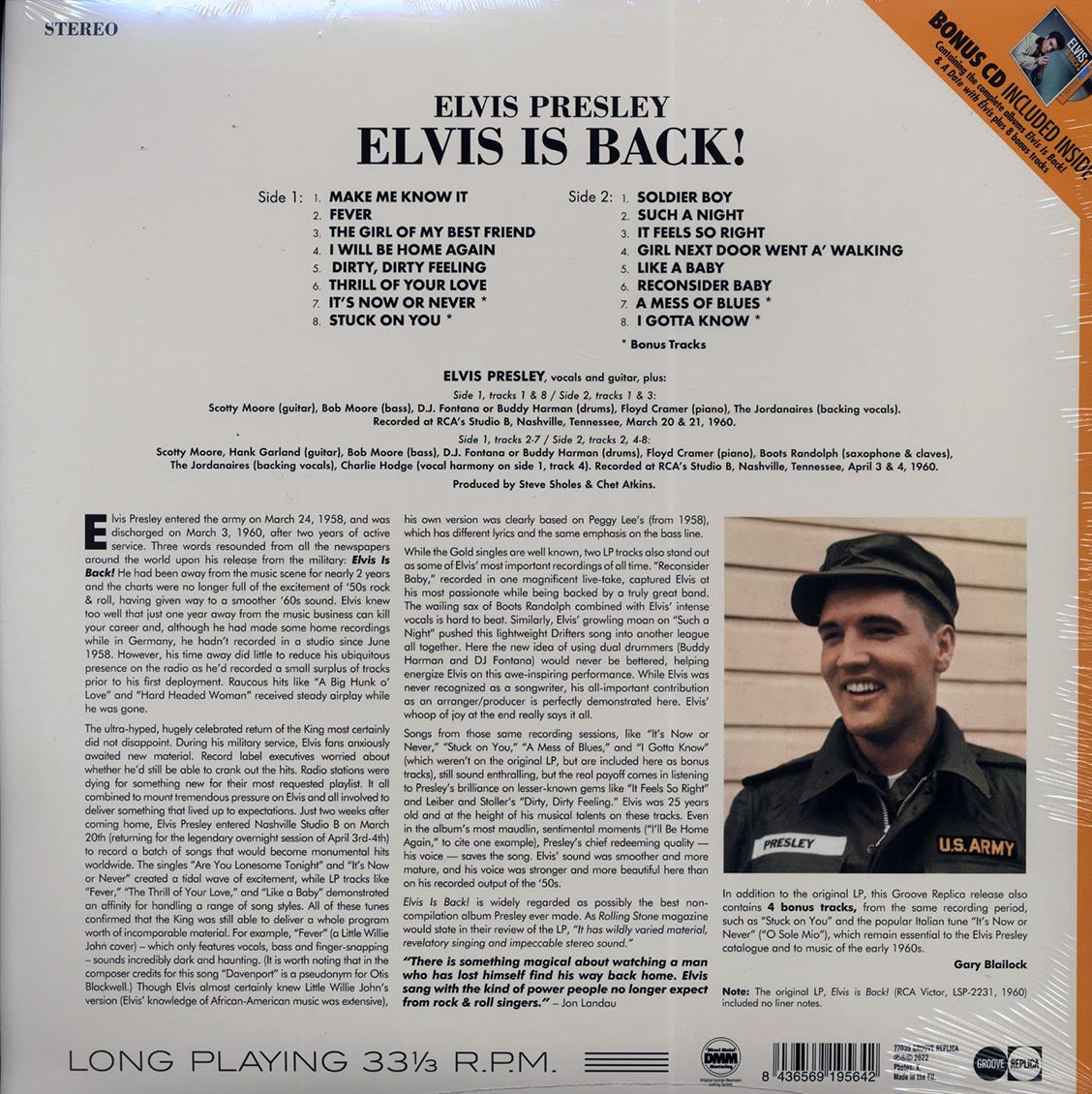 Elvis Presley - Elvis Is Back! (+8 bonus tracks) (DMM) (ltd. ed.) (incl. CD) Vinyl Record