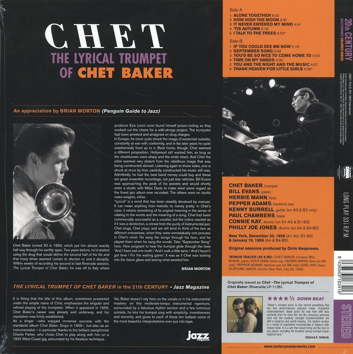 Chet Baker - The Lyrical Trumpet Of Chet Baker (+2 bonus tracks) (ltd. ed.) (180g) (orange vinyl) Vinyl Record