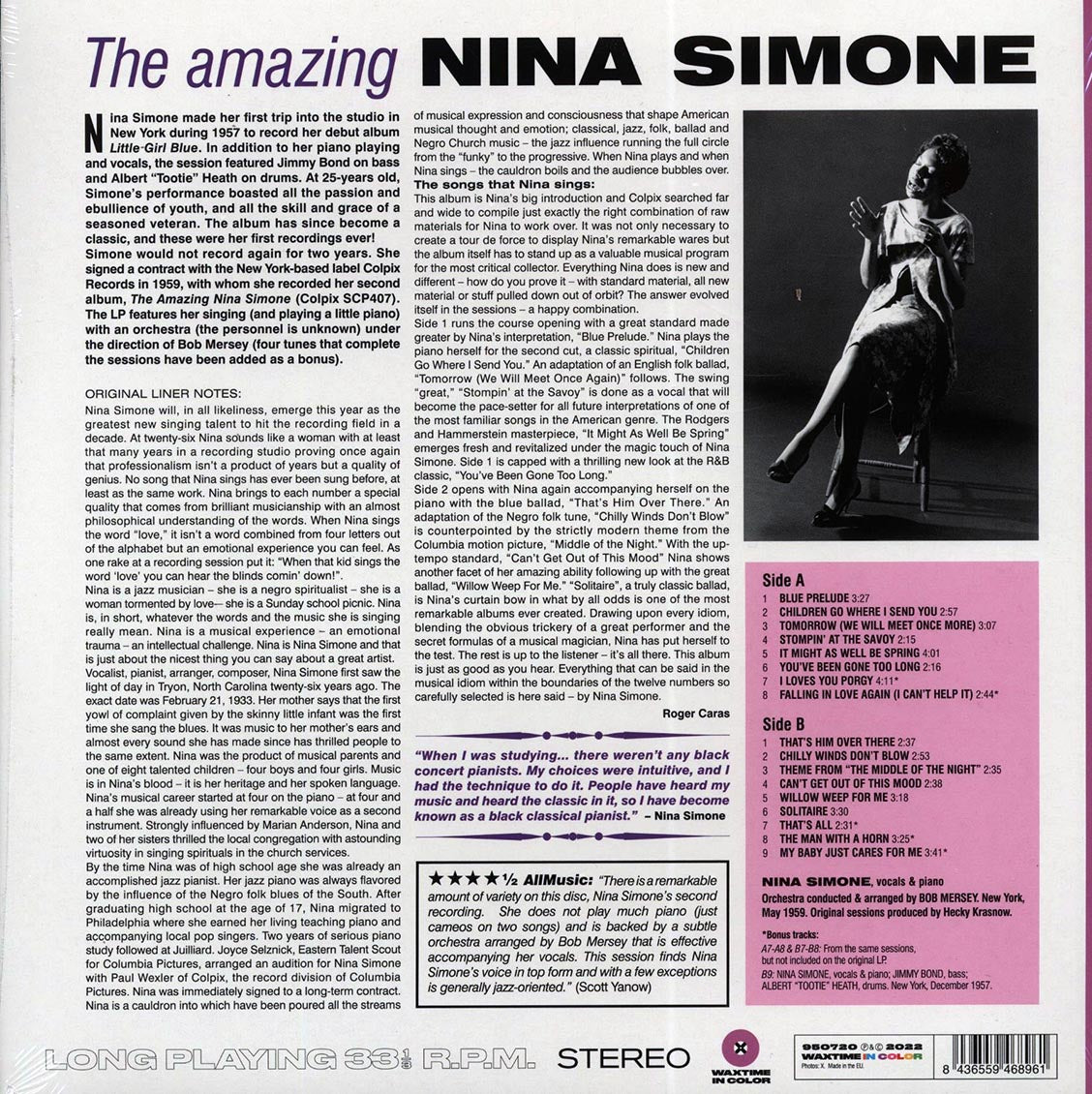 Nina Simone - The Amazing Nina Simone (+5 bonus tracks) (ltd. ed.) (180g) (purple vinyl) Vinyl Record
