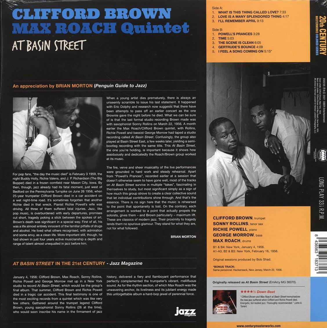 Clifford Brown, Max Roach - At Basin Street (+bonus track) (ltd. ed.) (180g) (blue vinyl) Vinyl Record