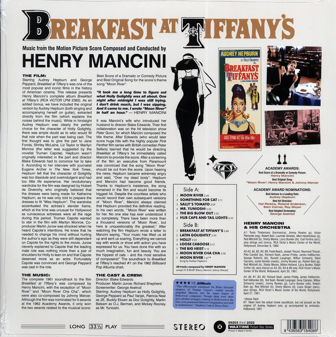 Henry Mancini - Breakfast At Tiffany's: Music From The Motion Picture Score (+bonus track) (ltd. ed.) (picture disc) Vinyl Record