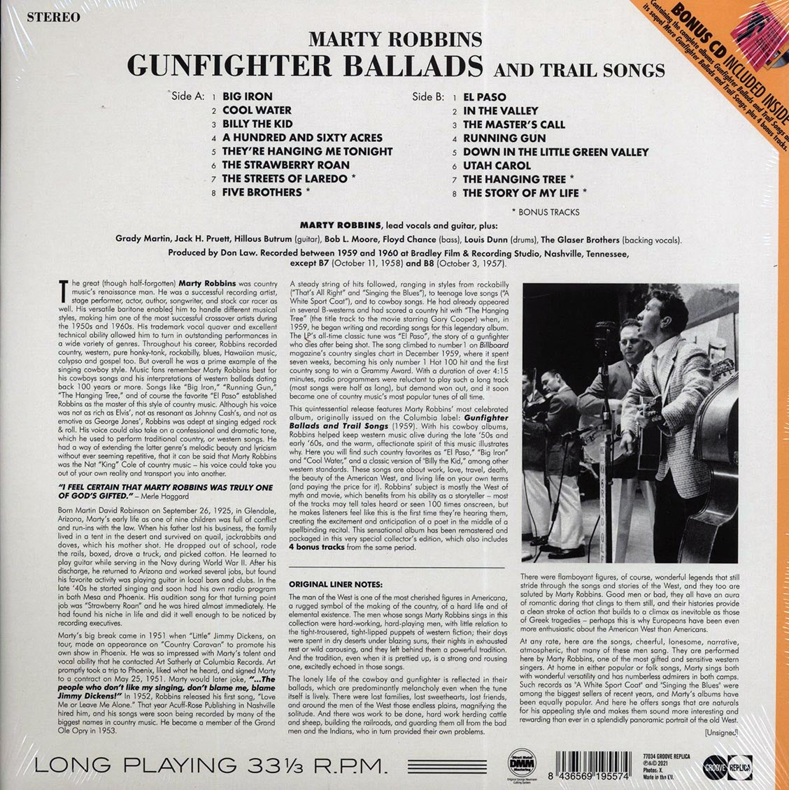 Marty Robbins - Gunfighter Ballads And Trail Songs (+4 bonus tracks) (ltd. ed.) (180g) (incl. CD) Vinyl Record