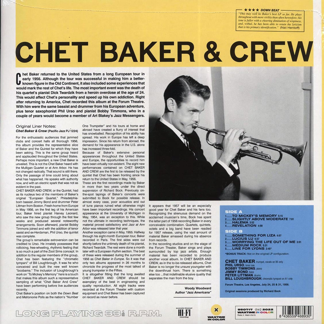 Chet Baker - Chet Baker & Crew (+bonus track) (ltd. ed.) (180g) (yellow vinyl) Vinyl Record