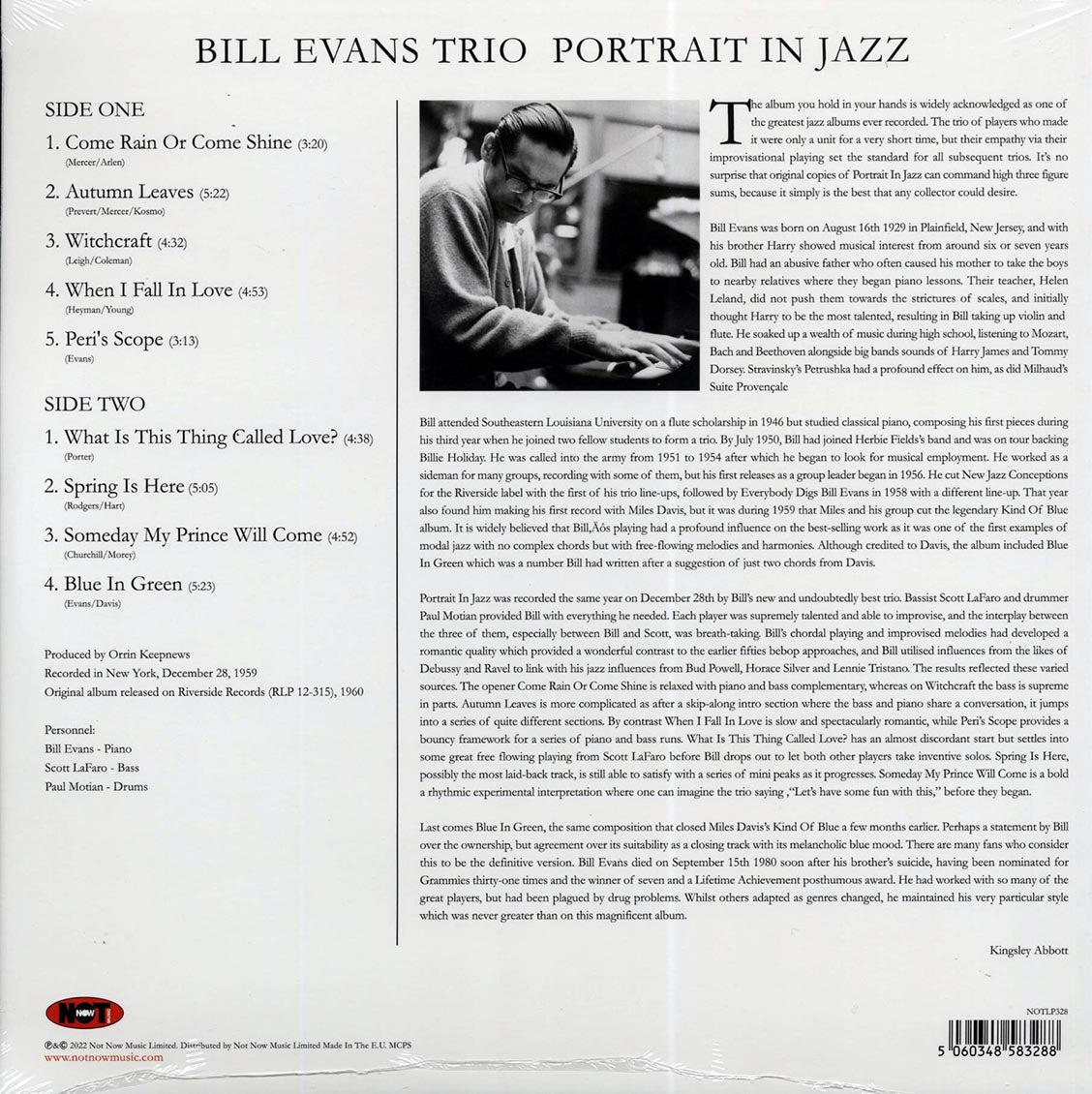 Bill Evans Trio - Portrait In Jazz (180g) Vinyl Record