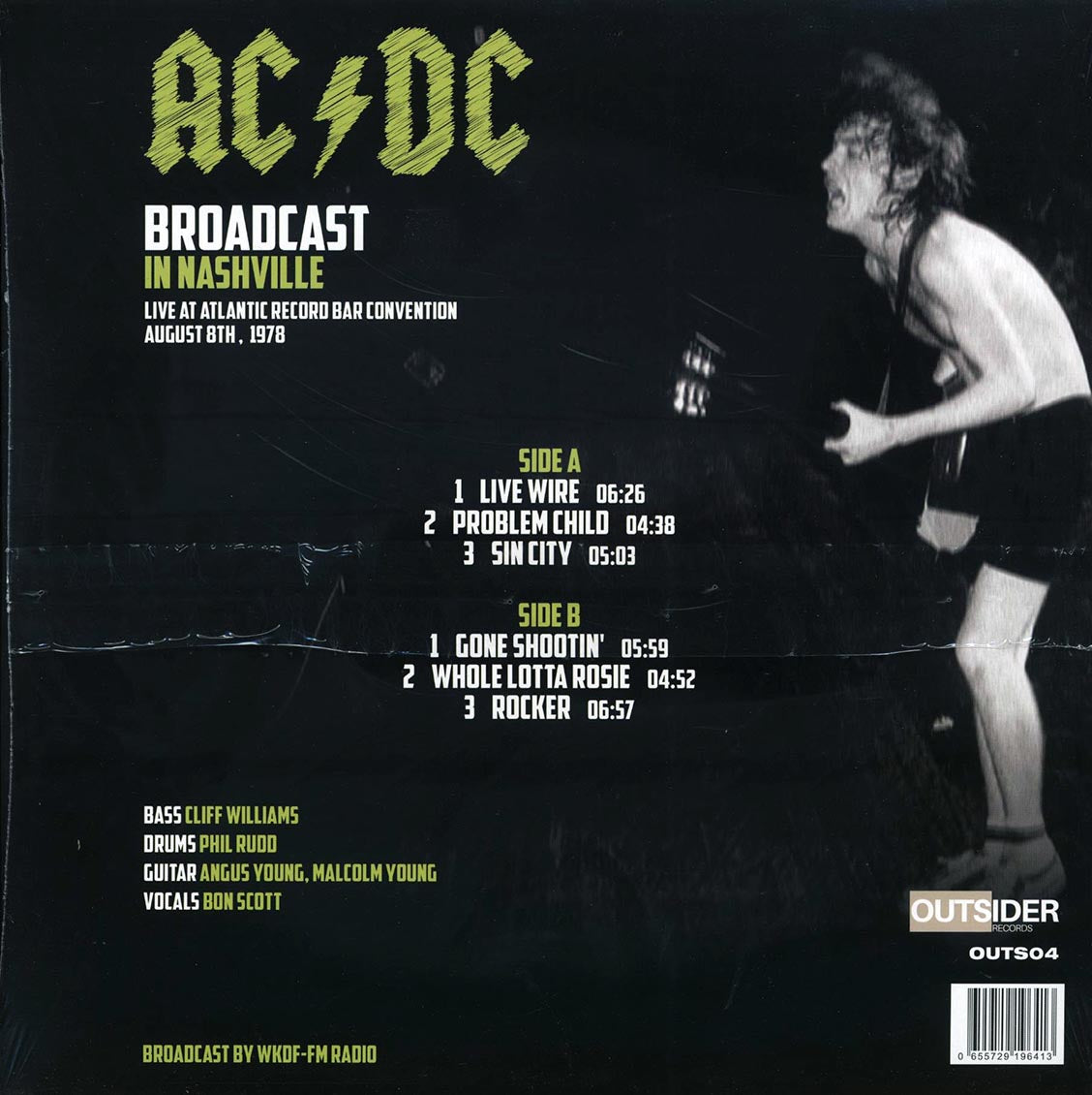 ACDC Broadcast In Nashville August 8th 1978 clear Vinyl Record