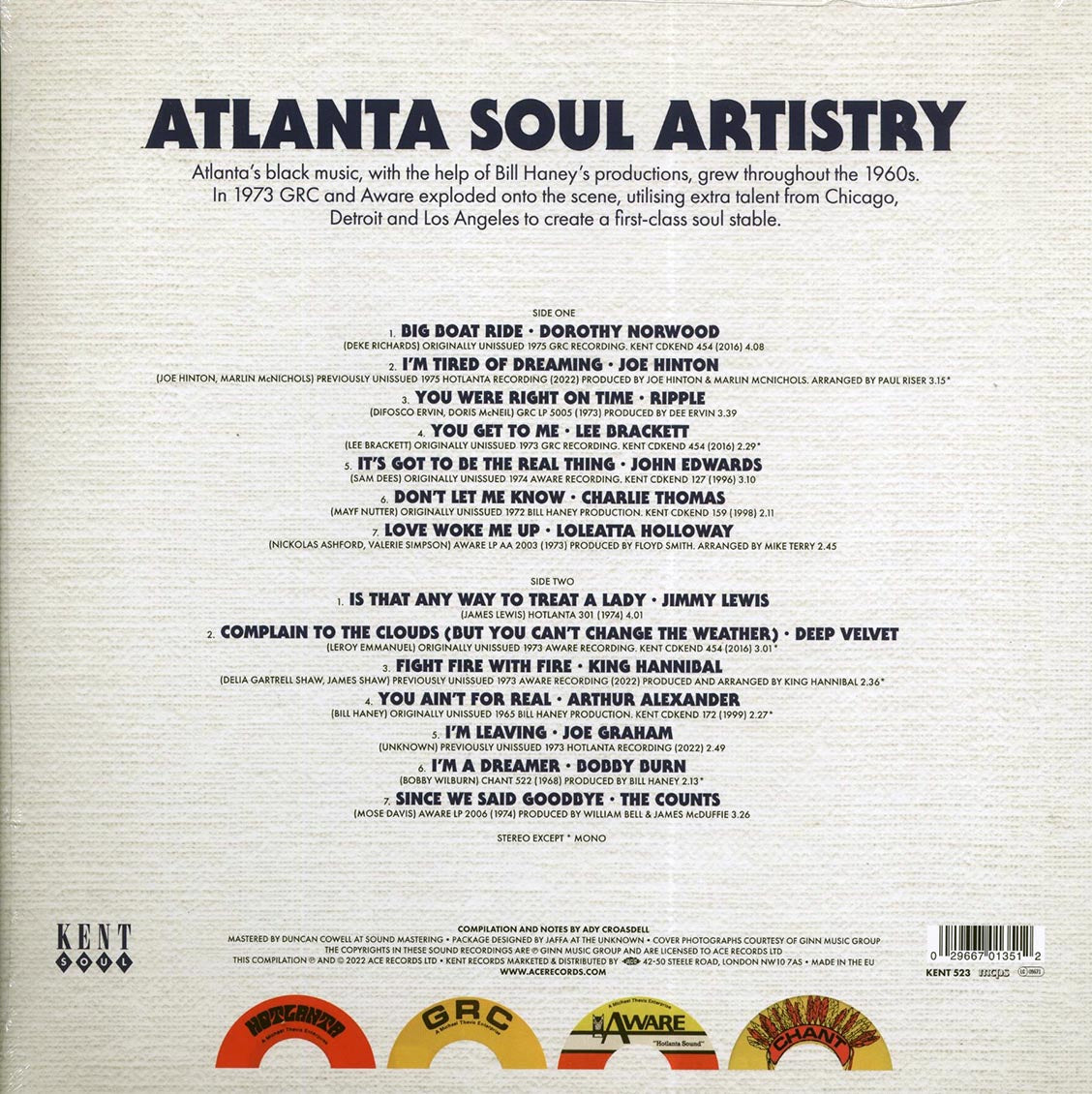 Loleatta Halloway, John Edwards, King Hannibal, Etc. - Atlanta Soul Artistry 1965-1975 Vinyl Record
