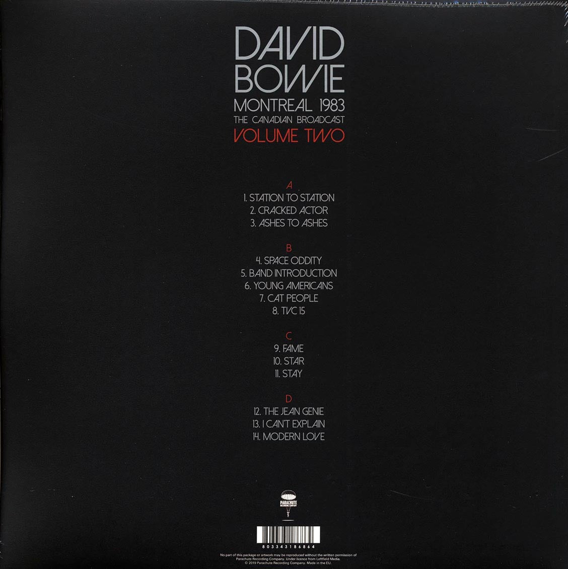 David Bowie - Montreal 1983 Volume 2: The Canadian Broadcast (2xLP) Vinyl Record