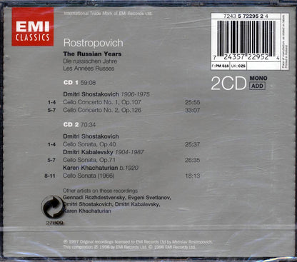 Rostropovich, Shostakovich, Kabalevsky - Shostakovich: Cello Concertos 1 & 2; Cello Sonata, Kabalevsky: Cello Sonata Music CD