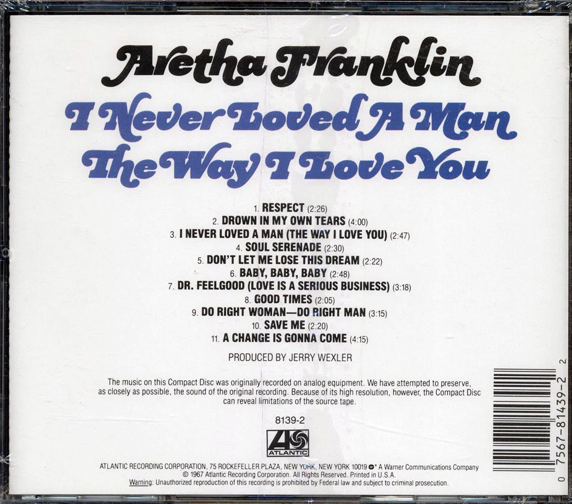 Aretha Franklin - I Never Loved A Man The Way I Love You (marked/ltd stock) Music CD