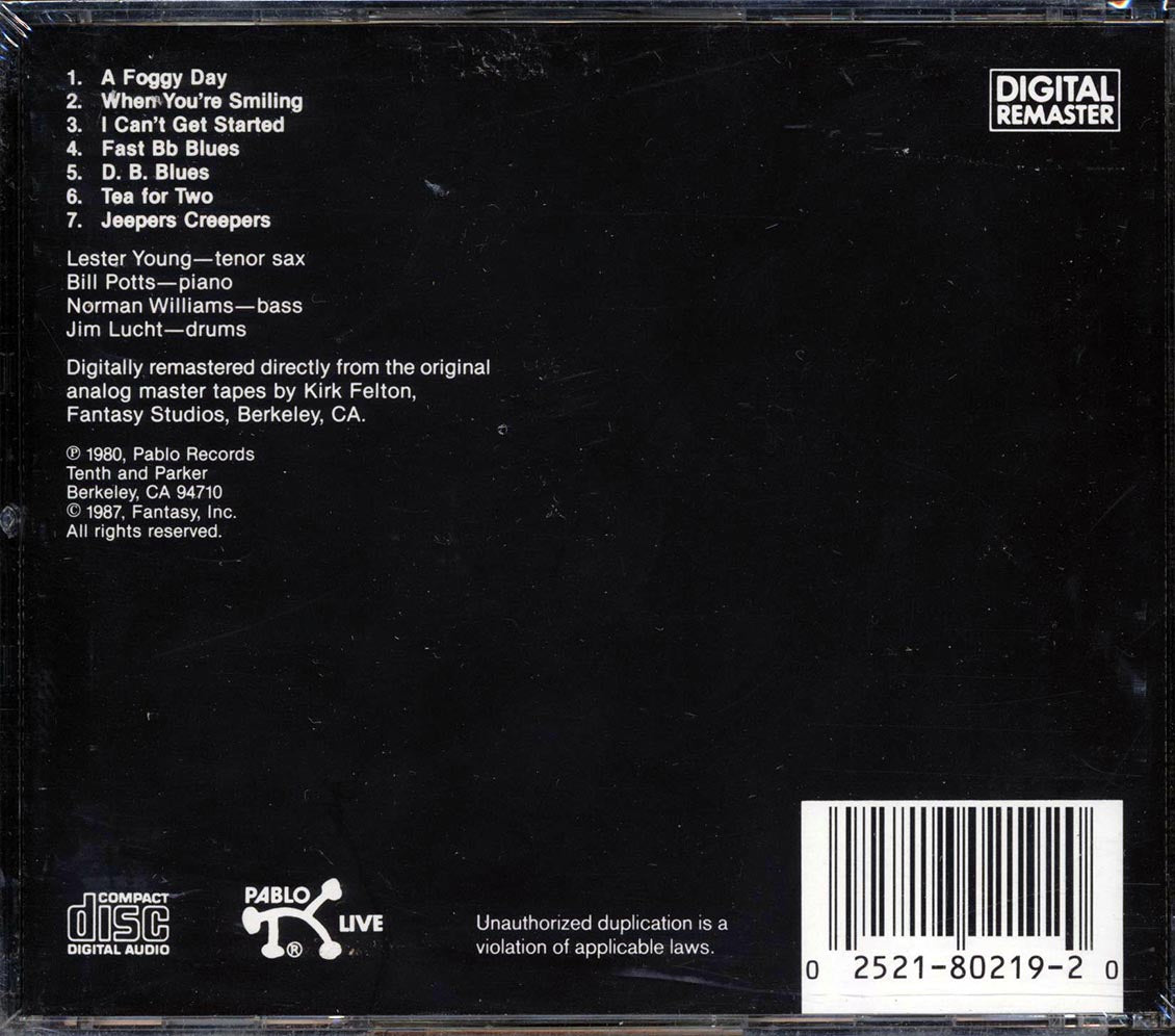 Lester Young - In Washington DC 1956 Volume 1 Music CD