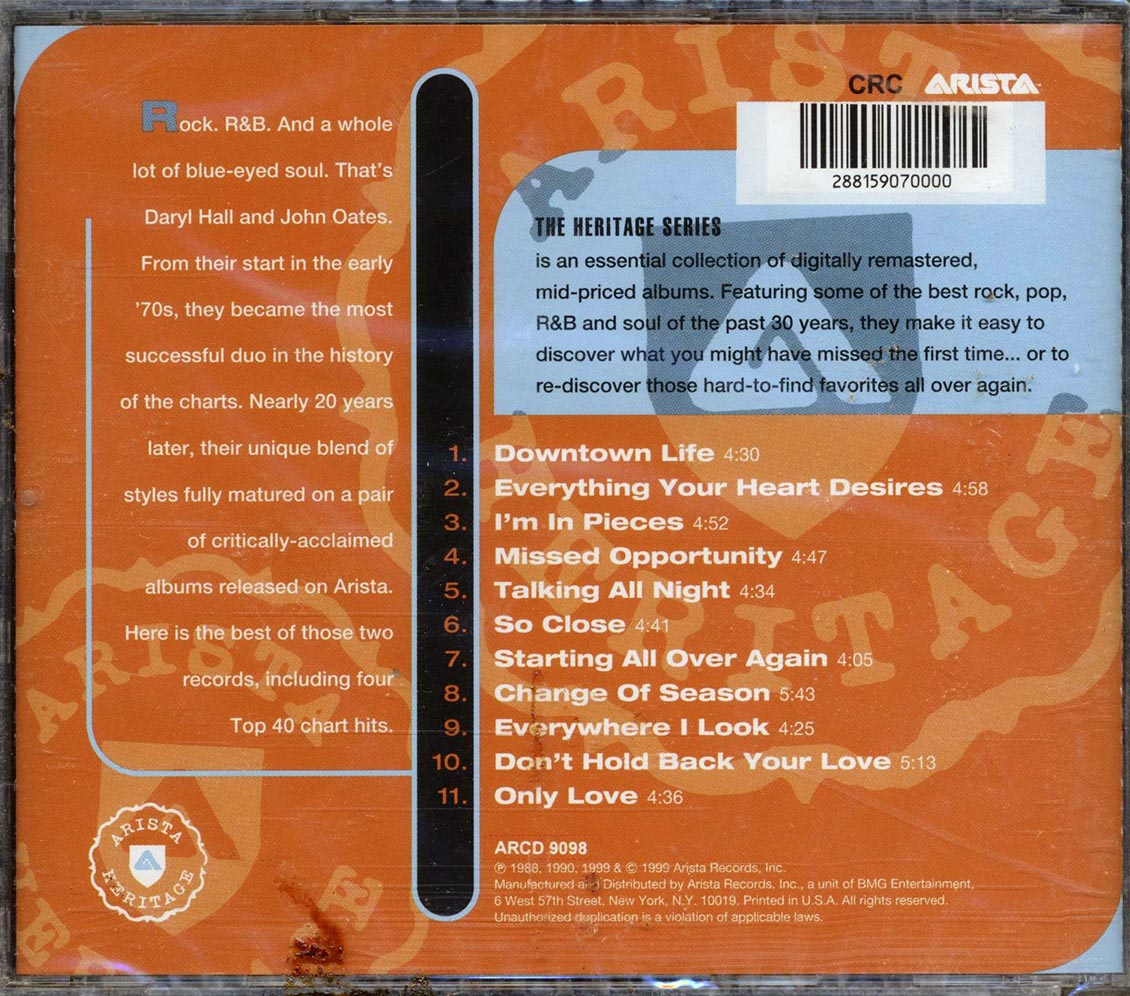 Daryl Hall & John Oates - Master Hits Music CD