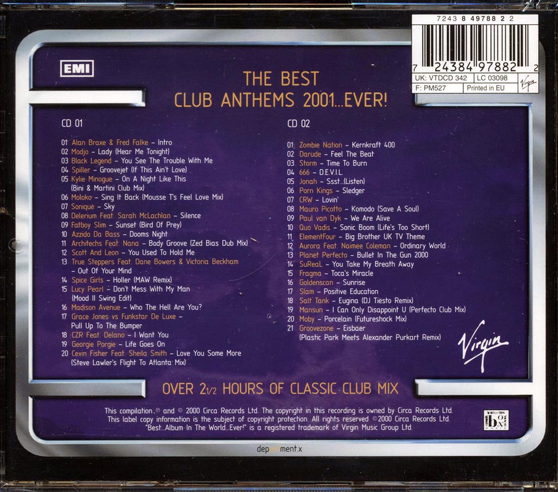 Kylie Minogue, Moloko, Sonique, Etc. - The Best Club Anthems 2001 Ever (41 tracks) (2xCD) Music CD