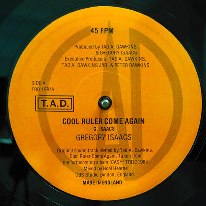 Gregory Isaacs - Cool Ruler Come Again (Extended Mix)  /  Roots Radics - Tad's Come Again (orig. press) 12" Vinyl Record