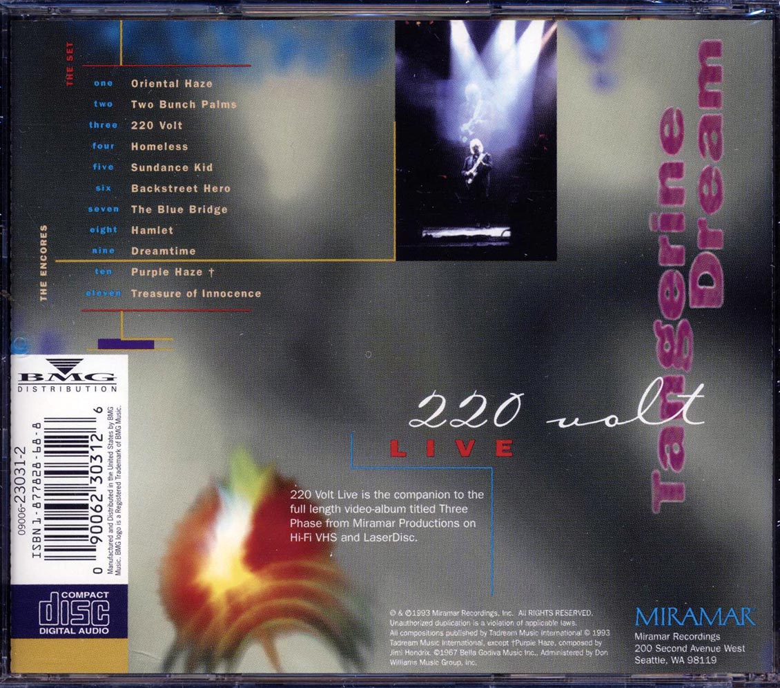 Tangerene Dream - 220 Volt: Live Music CD