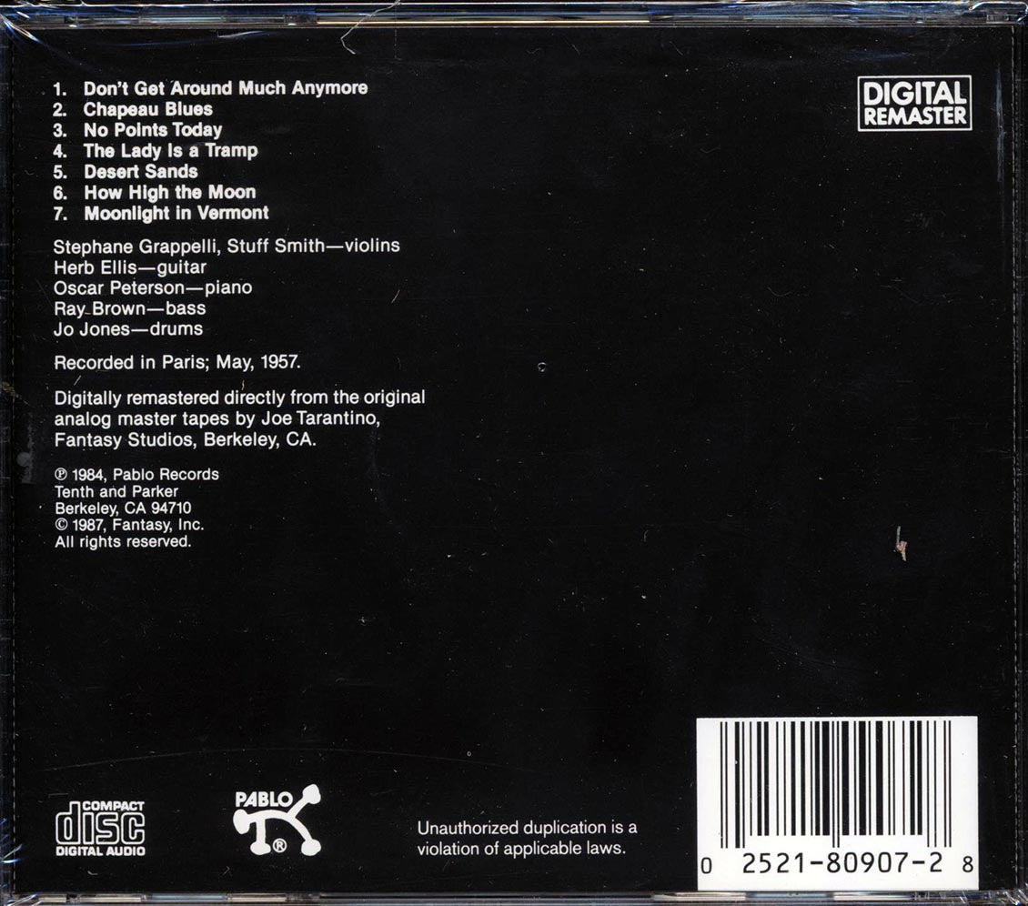 Stephane Grappelli, Stuff Smith - Violins No End Music CD
