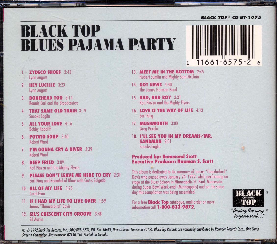 Lynn August, Snooks Eaglin, Robert Ward, Etc. - Black Top Blues Pajama Party Music CD
