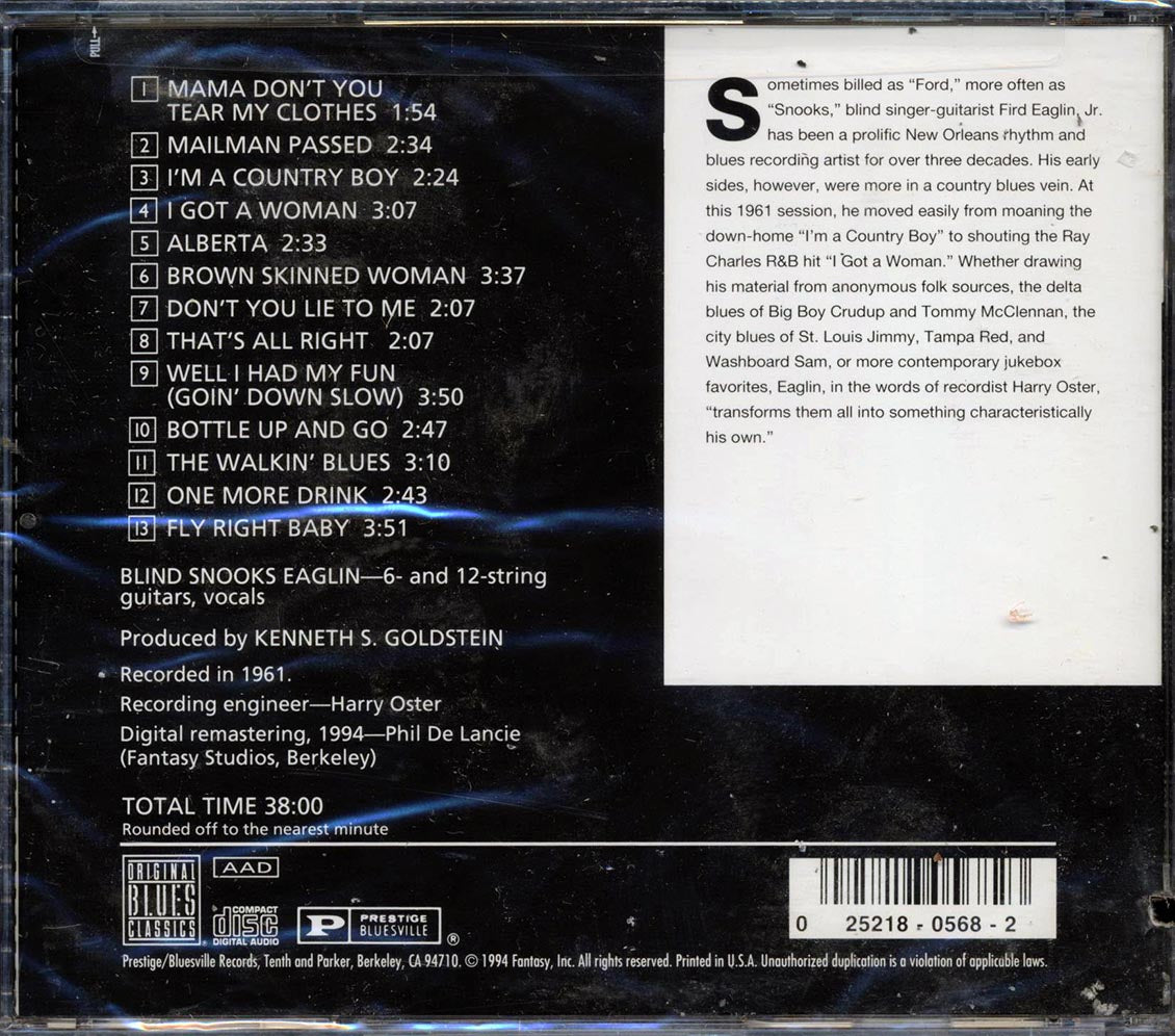 Blind Snooks Eaglin - That's All Right (marked/ltd stock) Music CD
