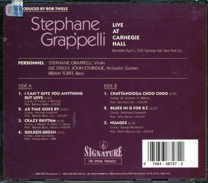 Stephane Grappelli - Live At Carnegie Hall Music CD
