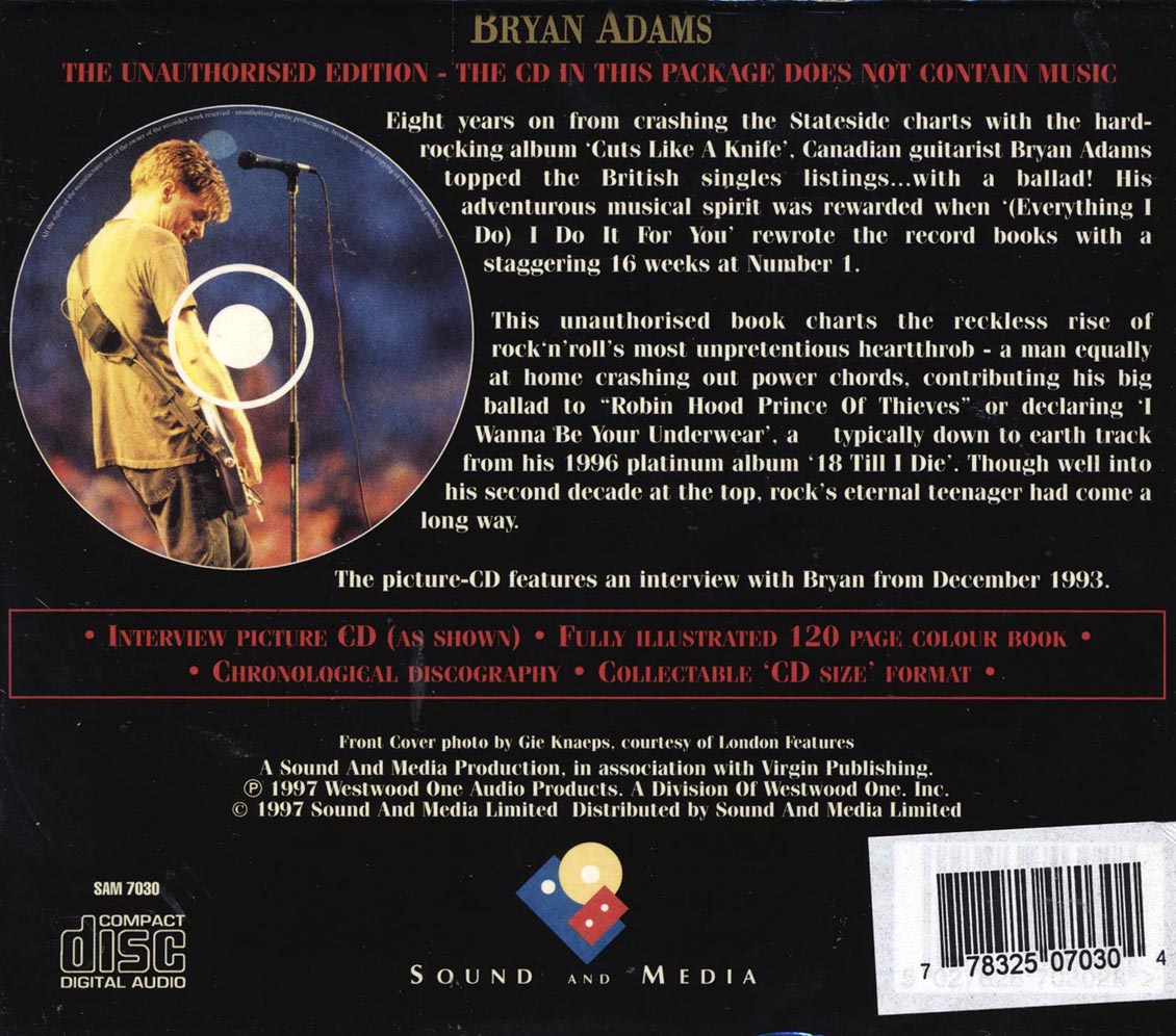 Bryan Adams - Fully Illustrated Book & Interview Disc Music CD