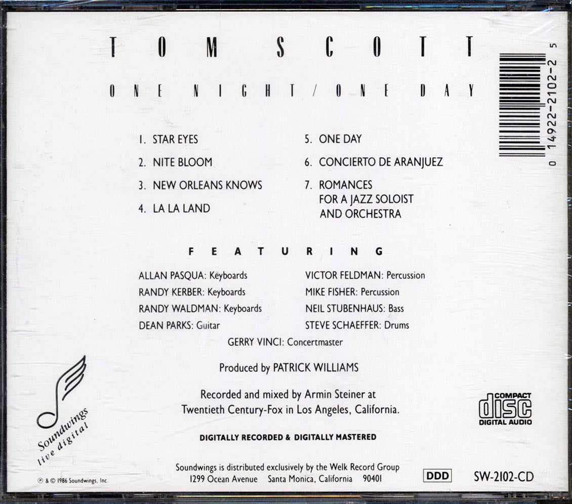 Tom Scott - One Night / One Day Music CD