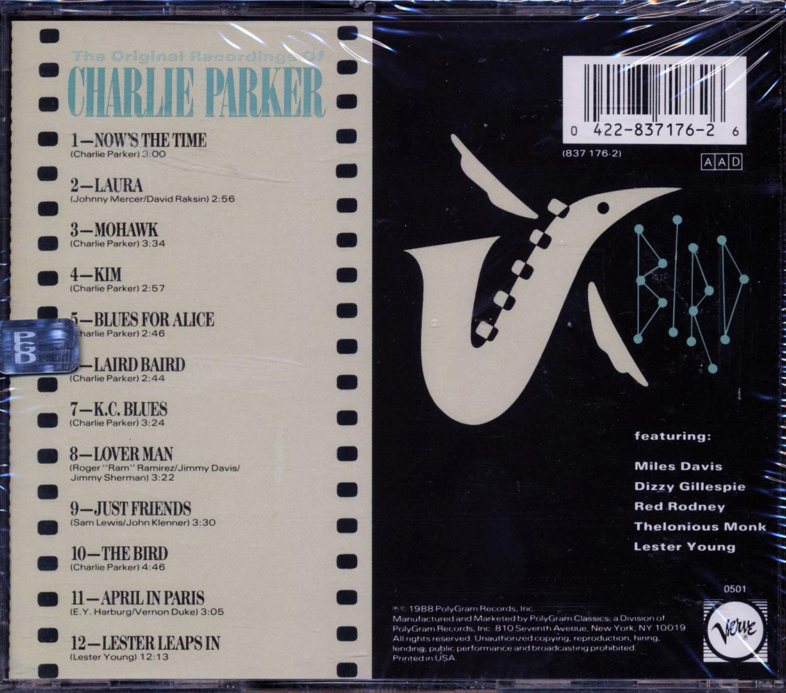 Charlie Parker - Bird: The Original Recordings Of Charlie Parker Music CD