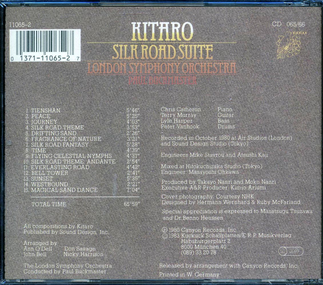 Kitaro, London Symphony Orchestra, Paul Buckmaster - Silk Road Suite Music CD