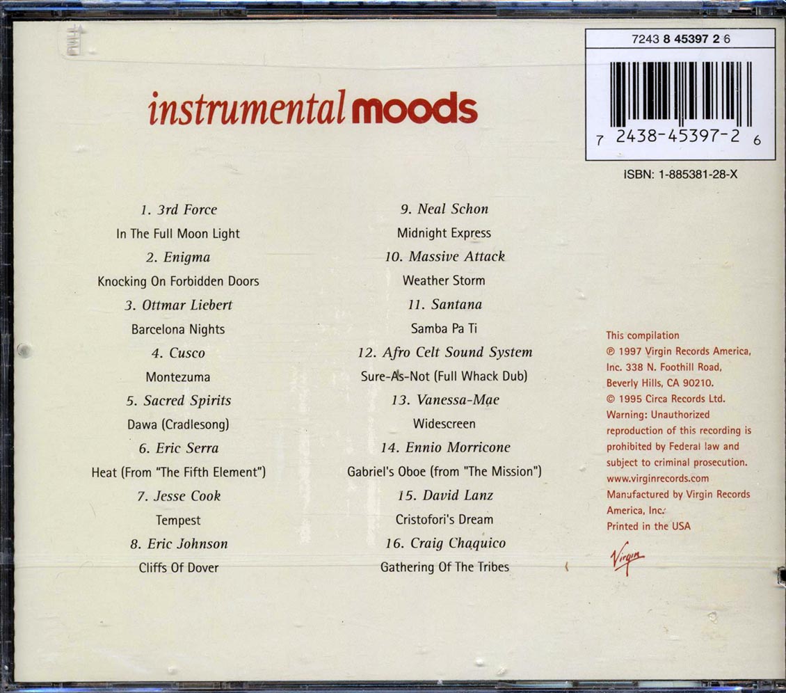 Neal Schon, 3rd Force, Enigma, Ottmar Liebert, Cusco, Etc. - Intrumental Moods (marked/ltd stock) Music CD