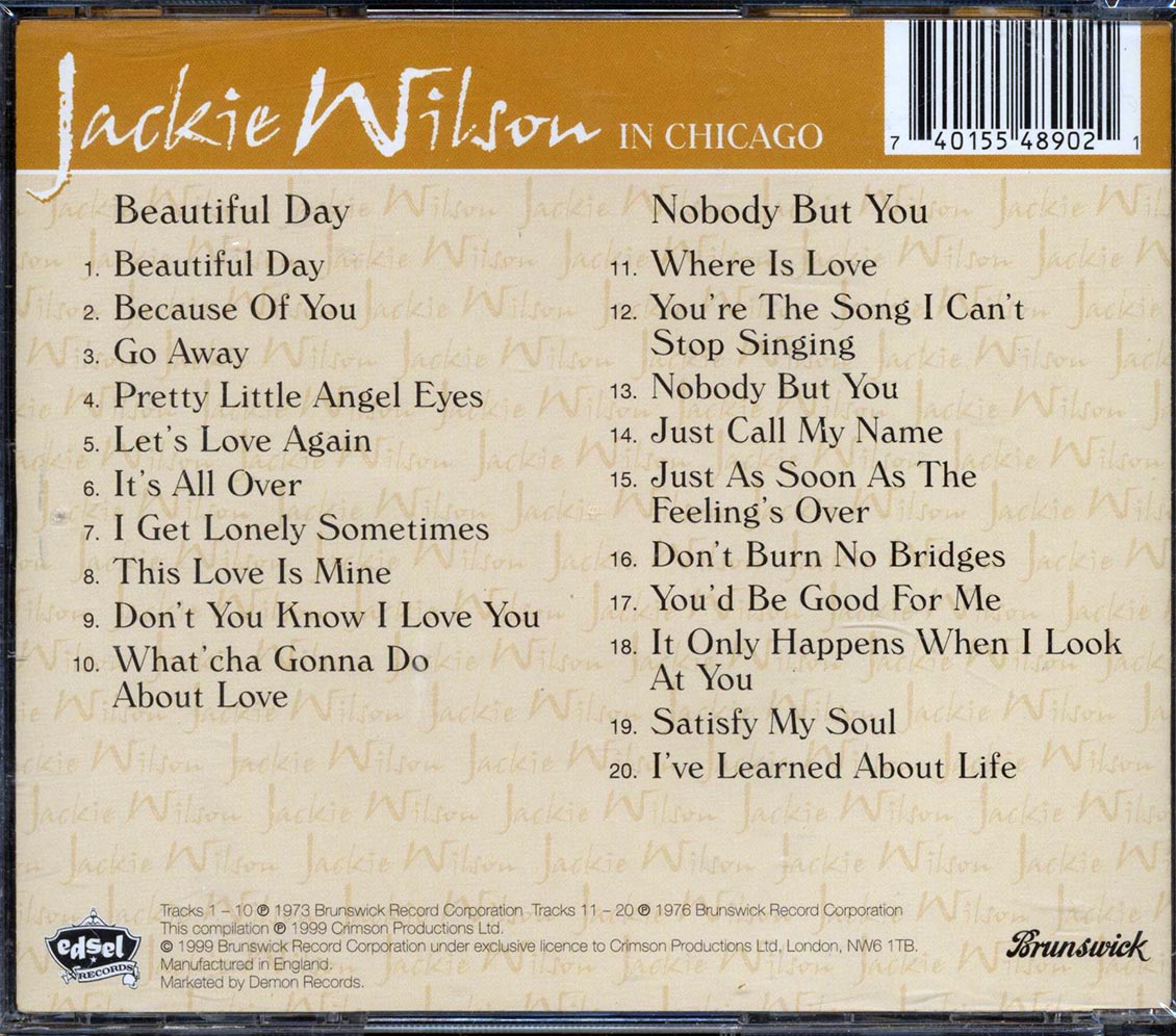 Jackie Wilson - Beautiful Day + Nobody But You (2 albums on 1 CD) (20 tracks) Music CD
