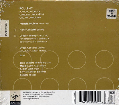 Jean-Bernard Pommier, Maggie Cole, Gillian Weir, City Of London Sinfonia - Concerto Pour Piano / Concert Champetre / Concerto Pour Orgue Music CD