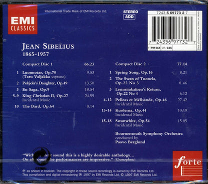 Sibelius, Bournemouth Symphony Orchestra, Paavo Berglund - Orchestral Works (24 tracks) (2xCD) (incl. large booklet) Music CD