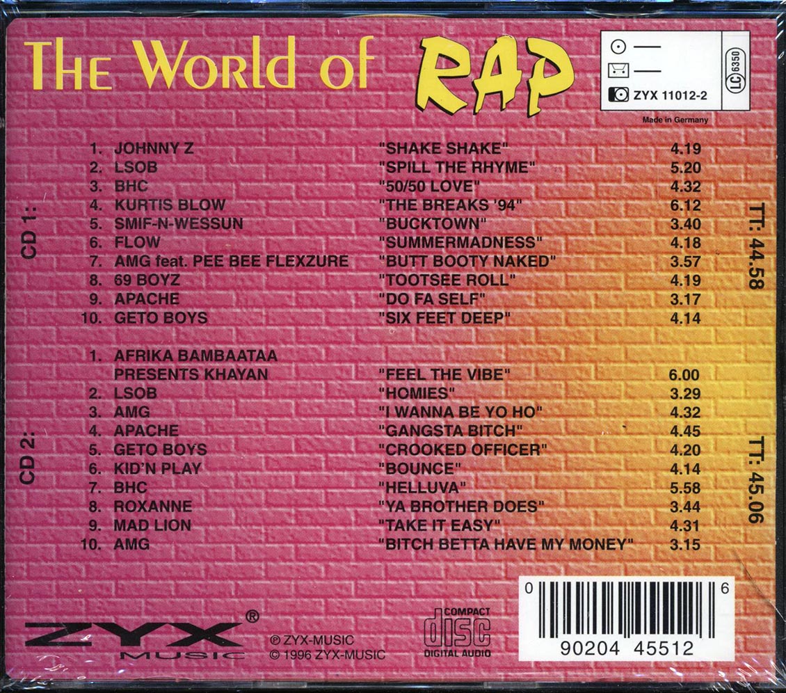 Johnny Z, LSOB, BHC, Etc. - The World Of Rap (2xCD) Music CD