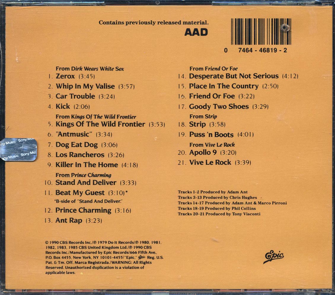 Adam Ant - Antics In The Forbidden Zone (marked/ltd stock) Music CD