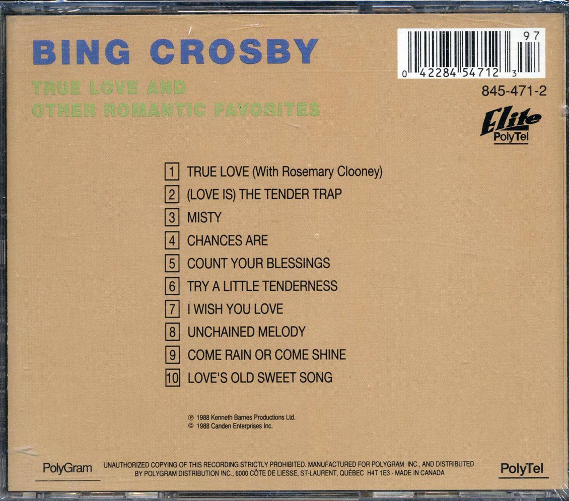 Bing Crosby - True Love Music CD