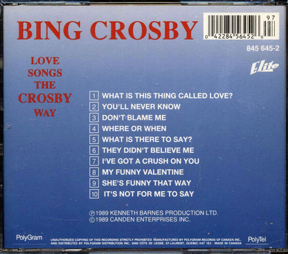 Bing Crosby - Love Songs The Crosby Way Music CD