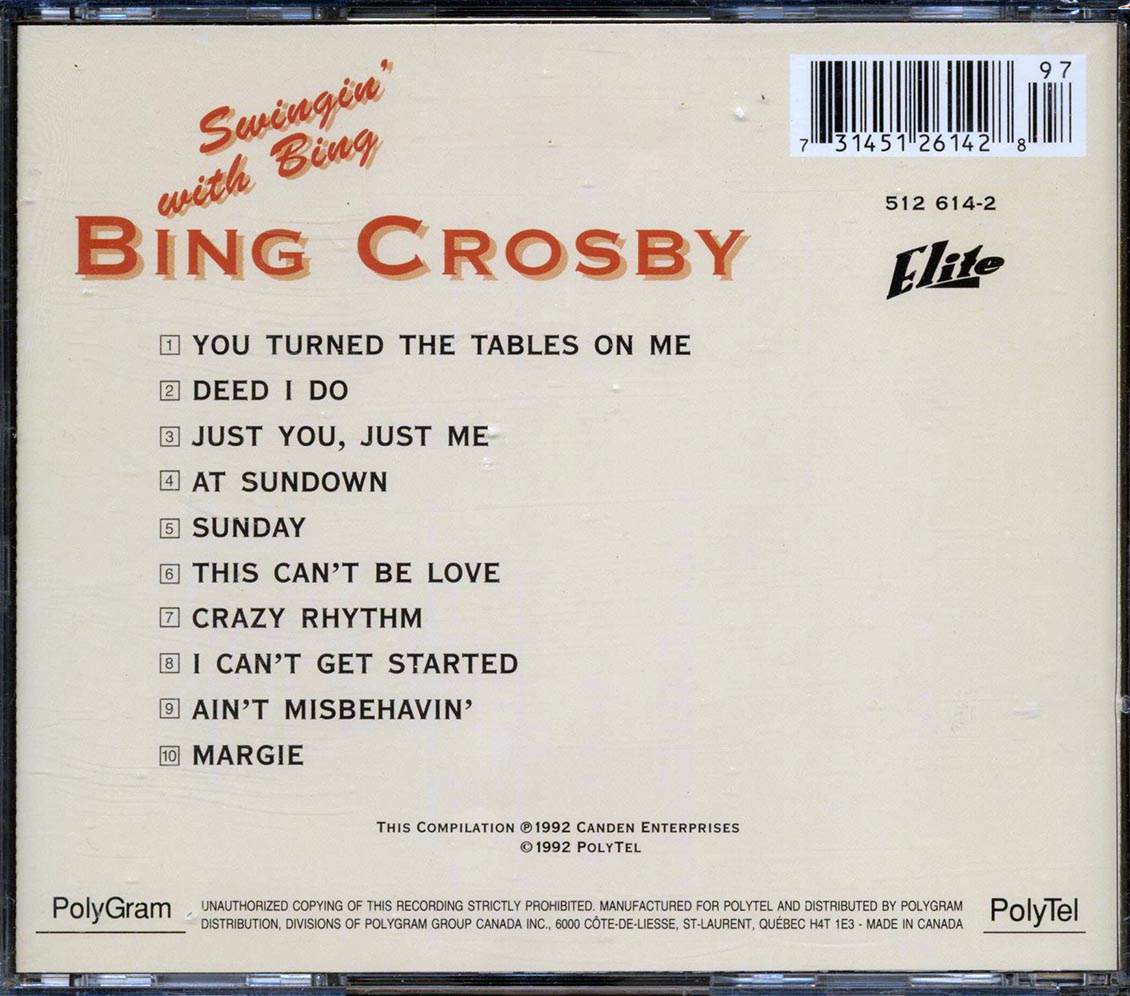 Bing Crosby - Swingin' With Bing Music CD
