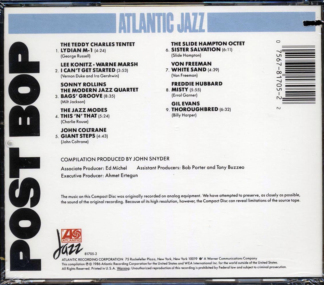 Lee Konitz, John Coltrane, Gil Evans, Etc. - Atlantic Jazz: Post Bop (marked/ltd stock) Music CD