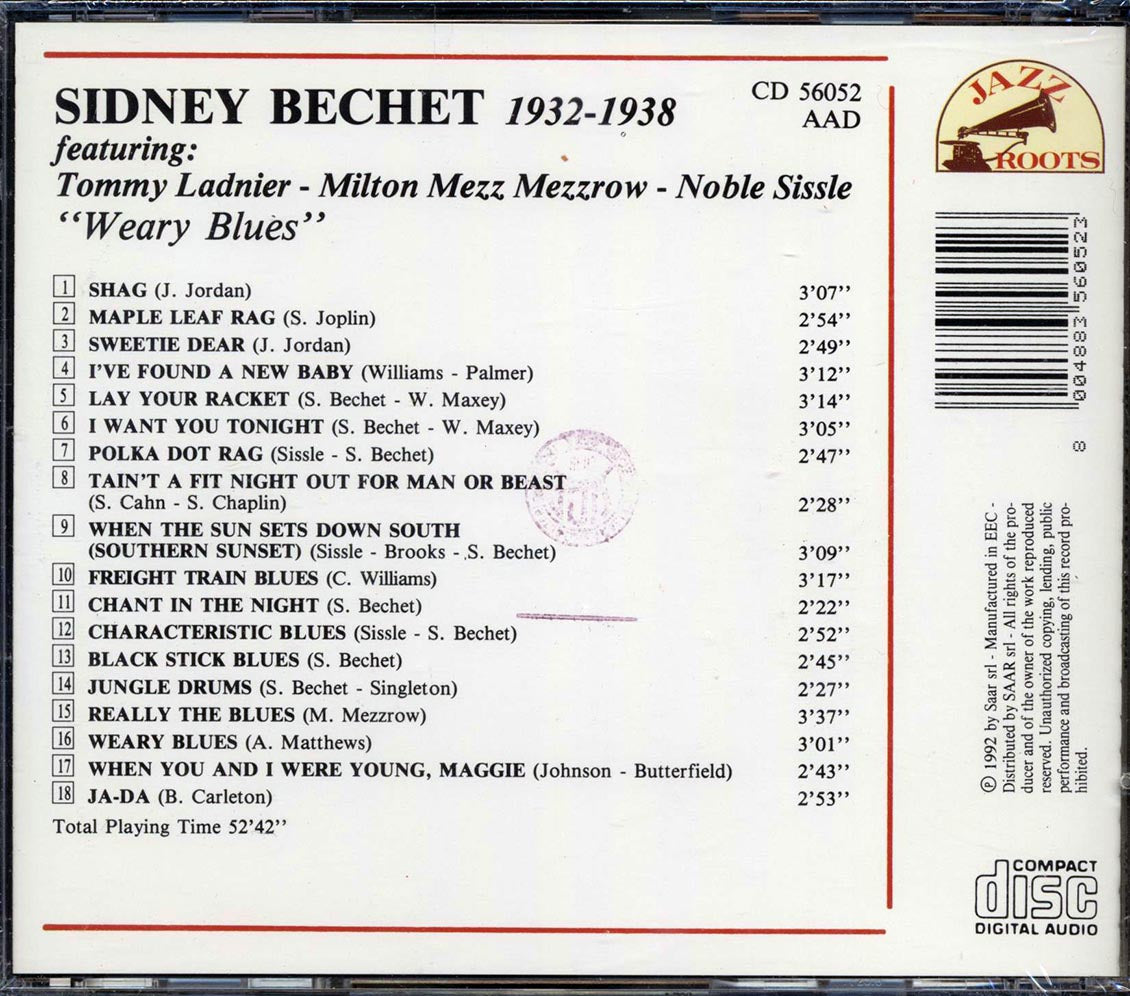 Sidney Bechet - Weary Blues Music CD