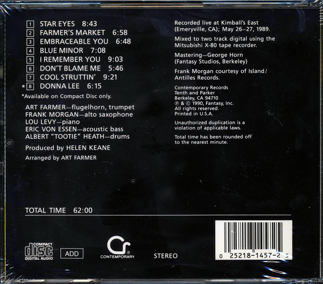 Art Farmer, Frank Morgan, Lou Levy, Eric Von Essen, Albert Heath - Central Avenue Reunion Music CD