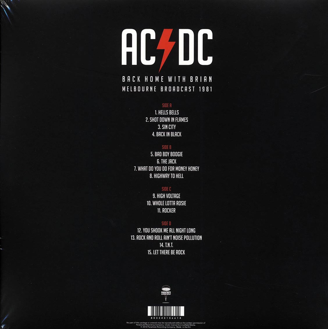 ACDC Back Home With Brian: Melbourne Broadcast 1981 2xLP white Vinyl Record