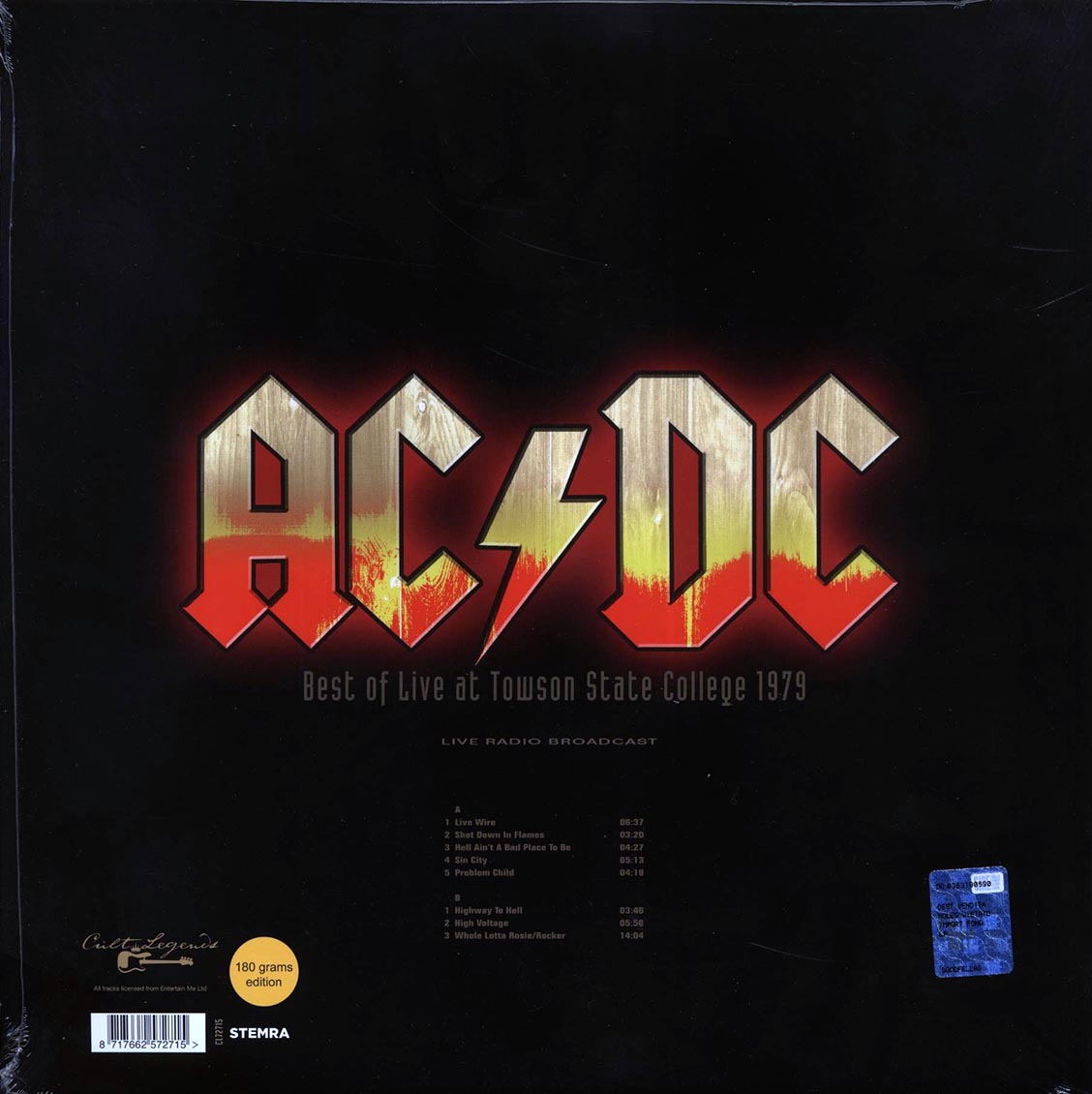 ACDC Best Of Live At Towson State College 1979, Maryland, October 16th Vinyl Record
