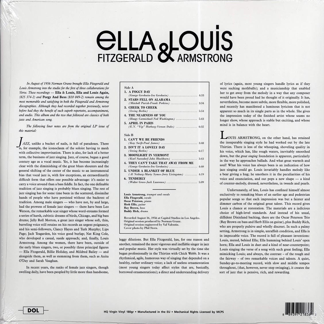 Ella Fitzgerald, Louis Armstrong - Ella & Louis (180g) (deluxe edition) Vinyl Record