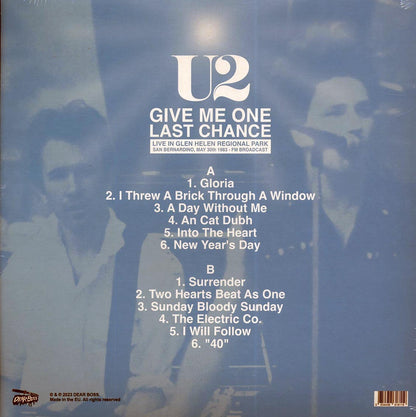 U2 Give Me One Last Chance: Live In Glen Helen Regional Park, San Bernadino, May 30th 1983 FM Broadcast Vinyl Record