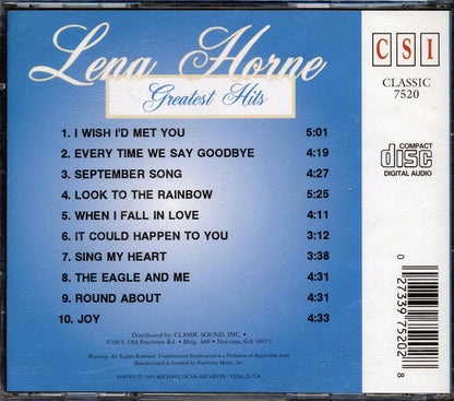Lena Horne - Greatest Hits Music CD