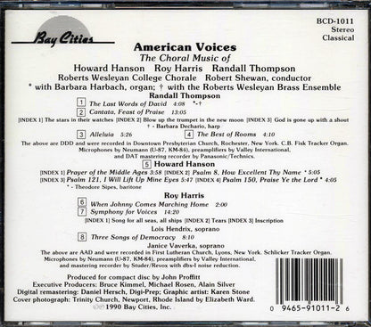 Howard Hanson, Roy Harris, Randall Thompson - American Voices: The Choral Music Music CD