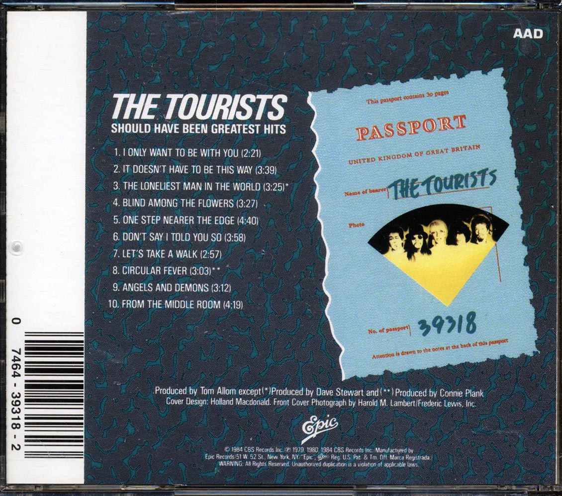 The Tourists - Should Have Been Greatest Hits Music CD