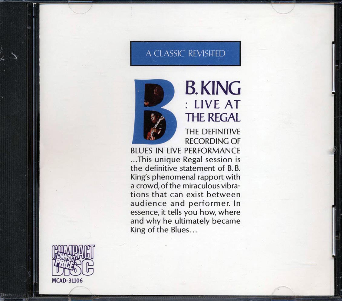 BB King - Live At The Regal Music CD