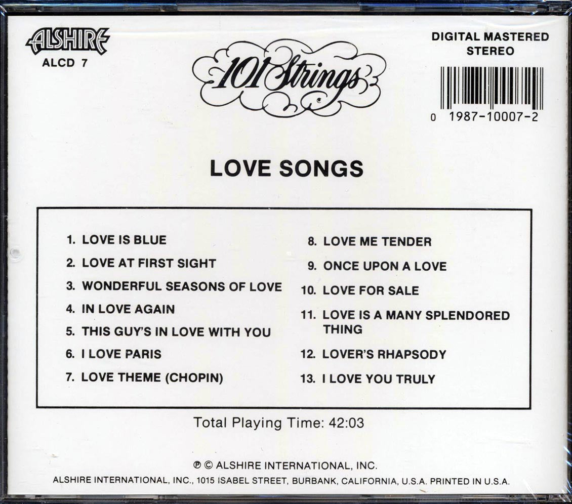 101 Strings - Love Songs Music CD