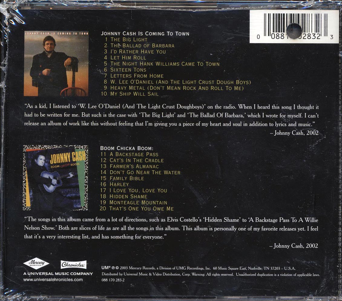Johnny Cash - Johnny Cash Is Coming To Town + Boom Chicka Boom (marked/ltd stock) Music CD